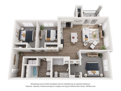 3 bed 2 bath B C1 Floor Plan at Copa Flats, Maricopa, AZ